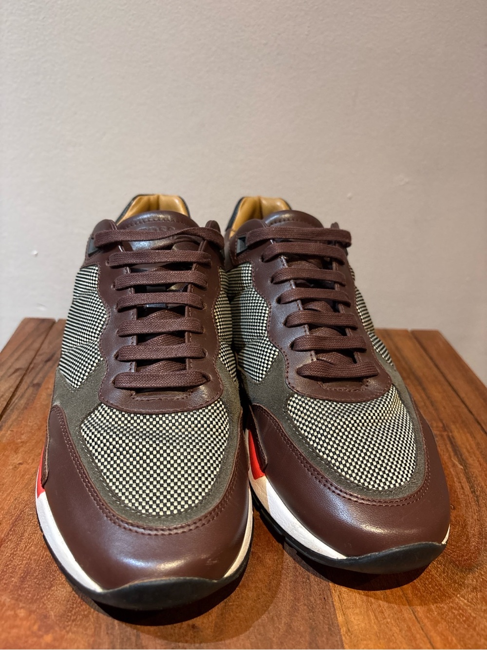BOSS Hugo Boss Men’s‎ Leather Fall Sneakers Brown Orange EU 42 US 9